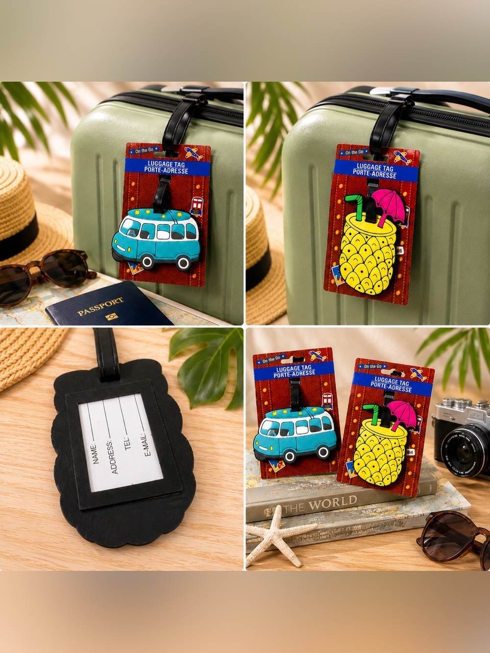Retro Van & Pineapple Luggage Tag Set Travel Accessories